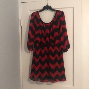 Black and red chevron dress